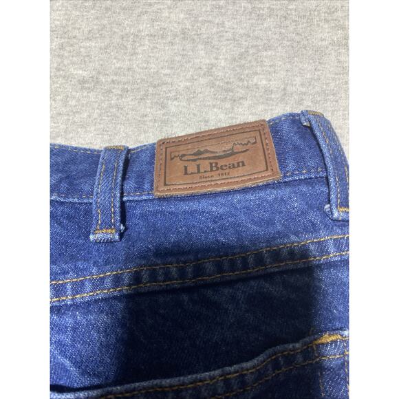 LL Bean Jeans Mens Tag 36x28 Actual 34x27 Blue Classic Fit Dark Straight - Picture 5 of 12
